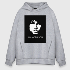 Мужское худи Oversize хлопок с принтом Jim Morrison in bw в Екатеринбурге, френч-терри — 70% хлопок, 30% полиэстер. Мягкий теплый начес внутри —100% хлопок | боковые карманы, эластичные манжеты и нижняя кромка, капюшон на магнитной кнопке | 