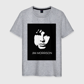 Мужская футболка хлопок с принтом Jim Morrison in bw в Петрозаводске, 100% хлопок | прямой крой, круглый вырез горловины, длина до линии бедер, слегка спущенное плечо. | 