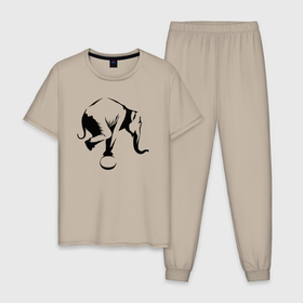 Мужская пижама хлопок с принтом Цирковой слон , 100% хлопок | брюки и футболка прямого кроя, без карманов, на брюках мягкая резинка на поясе и по низу штанин
 | 