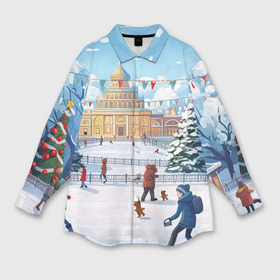 Мужская рубашка oversize 3D с принтом Каникулы  новогодние в Ухте,  |  | Тематика изображения на принте: 