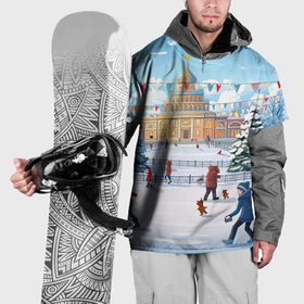 Накидка на куртку 3D с принтом Каникулы  новогодние в Кировске, 100% полиэстер |  | Тематика изображения на принте: 