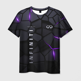 Мужская футболка 3D с принтом Infiniti   плиты с эффектом свечения в Екатеринбурге, 100% полиэфир | прямой крой, круглый вырез горловины, длина до линии бедер | 
