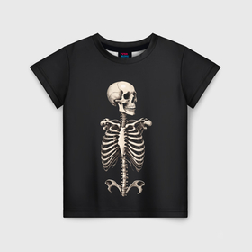 Детская футболка 3D с принтом Скелет улыбается в Курске, 100% гипоаллергенный полиэфир | прямой крой, круглый вырез горловины, длина до линии бедер, чуть спущенное плечо, ткань немного тянется | 