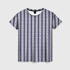 Женская футболка 3D с принтом Светло сиреневый полосатый с узором в Санкт-Петербурге, 100% полиэфир ( синтетическое хлопкоподобное полотно) | прямой крой, круглый вырез горловины, длина до линии бедер | 