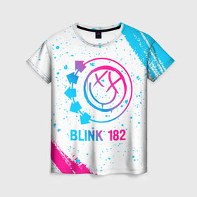 Женская футболка 3D с принтом Blink 182 neon gradient style , 100% полиэфир ( синтетическое хлопкоподобное полотно) | прямой крой, круглый вырез горловины, длина до линии бедер | 