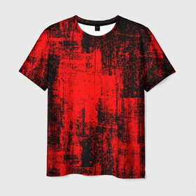 Мужская футболка 3D с принтом Красная грязь на чёрном фоне в Екатеринбурге, 100% полиэфир | прямой крой, круглый вырез горловины, длина до линии бедер | 