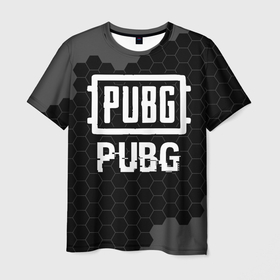 Мужская футболка 3D с принтом PUBG glitch на темном фоне в Санкт-Петербурге, 100% полиэфир | прямой крой, круглый вырез горловины, длина до линии бедер | Тематика изображения на принте: 