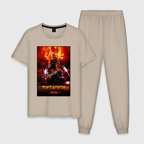 Мужская пижама хлопок с принтом Duke Nukem shoots monsters в Санкт-Петербурге, 100% хлопок | брюки и футболка прямого кроя, без карманов, на брюках мягкая резинка на поясе и по низу штанин
 | 