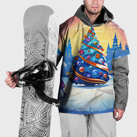 Накидка на куртку 3D с принтом Новогоднее настроение    елочка , 100% полиэстер |  | Тематика изображения на принте: 