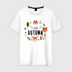 Мужская футболка хлопок с принтом Love autumn в Белгороде, 100% хлопок | прямой крой, круглый вырез горловины, длина до линии бедер, слегка спущенное плечо. | Тематика изображения на принте: 