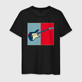 Мужская футболка хлопок с принтом Guitar play в Тюмени, 100% хлопок | прямой крой, круглый вырез горловины, длина до линии бедер, слегка спущенное плечо. | Тематика изображения на принте: 