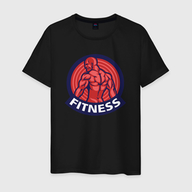 Мужская футболка хлопок с принтом Gym fitness в Екатеринбурге, 100% хлопок | прямой крой, круглый вырез горловины, длина до линии бедер, слегка спущенное плечо. | 