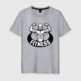 Мужская футболка хлопок с принтом Strenght fitness в Екатеринбурге, 100% хлопок | прямой крой, круглый вырез горловины, длина до линии бедер, слегка спущенное плечо. | 