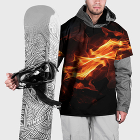 Накидка на куртку 3D с принтом Fire black в Курске, 100% полиэстер |  | Тематика изображения на принте: 