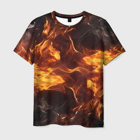 Мужская футболка 3D с принтом Дым  и огонь в Тюмени, 100% полиэфир | прямой крой, круглый вырез горловины, длина до линии бедер | 