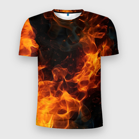 Мужская футболка 3D Slim с принтом Дым    и   огонь в Тюмени, 100% полиэстер с улучшенными характеристиками | приталенный силуэт, круглая горловина, широкие плечи, сужается к линии бедра | 
