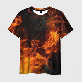 Мужская футболка 3D с принтом Дым    и   огонь в Тюмени, 100% полиэфир | прямой крой, круглый вырез горловины, длина до линии бедер | 