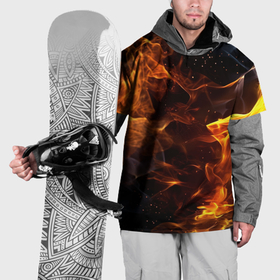 Накидка на куртку 3D с принтом Fire  black в Курске, 100% полиэстер |  | Тематика изображения на принте: 