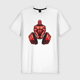 Мужская футболка хлопок Slim с принтом Gym power в Курске, 92% хлопок, 8% лайкра | приталенный силуэт, круглый вырез ворота, длина до линии бедра, короткий рукав | 
