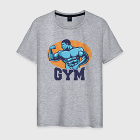 Мужская футболка хлопок с принтом Iron gym в Екатеринбурге, 100% хлопок | прямой крой, круглый вырез горловины, длина до линии бедер, слегка спущенное плечо. | Тематика изображения на принте: 