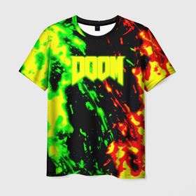 Мужская футболка 3D с принтом Doom  огненный шторм в Белгороде, 100% полиэфир | прямой крой, круглый вырез горловины, длина до линии бедер | 