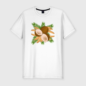 Мужская футболка хлопок Slim с принтом Кокосы   бананы в Тюмени, 92% хлопок, 8% лайкра | приталенный силуэт, круглый вырез ворота, длина до линии бедра, короткий рукав | 