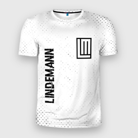 Мужская футболка 3D Slim с принтом Lindemann glitch на светлом фоне вертикально в Кировске, 100% полиэстер с улучшенными характеристиками | приталенный силуэт, круглая горловина, широкие плечи, сужается к линии бедра | Тематика изображения на принте: 