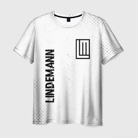Мужская футболка 3D с принтом Lindemann glitch на светлом фоне вертикально в Белгороде, 100% полиэфир | прямой крой, круглый вырез горловины, длина до линии бедер | Тематика изображения на принте: 
