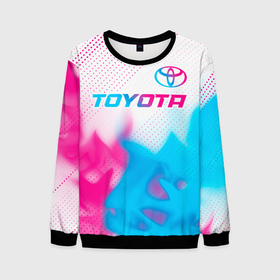 Мужской свитшот 3D с принтом Toyota neon gradient style посередине , 100% полиэстер с мягким внутренним слоем | круглый вырез горловины, мягкая резинка на манжетах и поясе, свободная посадка по фигуре | Тематика изображения на принте: 