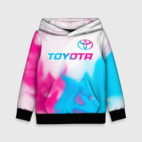 Детская толстовка 3D с принтом Toyota neon gradient style посередине в Рязани, 100% полиэстер | двухслойный капюшон со шнурком для регулировки, мягкие манжеты на рукавах и по низу толстовки, спереди карман-кенгуру с мягким внутренним слоем | 