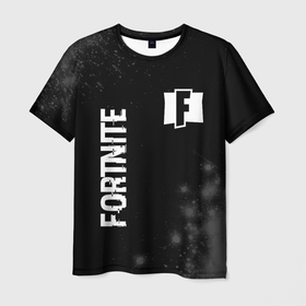 Мужская футболка 3D с принтом Fortnite glitch на темном фоне вертикально в Кировске, 100% полиэфир | прямой крой, круглый вырез горловины, длина до линии бедер | 