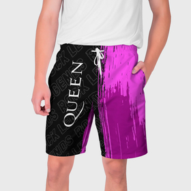 Мужские шорты 3D с принтом Queen rock legends по вертикали в Курске,  полиэстер 100% | прямой крой, два кармана без застежек по бокам. Мягкая трикотажная резинка на поясе, внутри которой широкие завязки. Длина чуть выше колен | 