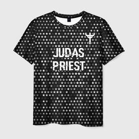 Мужская футболка 3D с принтом Judas Priest glitch на темном фоне посередине в Екатеринбурге, 100% полиэфир | прямой крой, круглый вырез горловины, длина до линии бедер | 