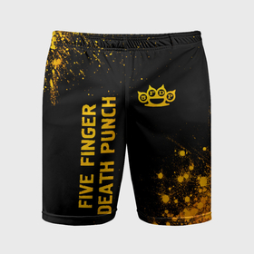 Мужские шорты спортивные с принтом Five Finger Death Punch   gold gradient вертикально в Белгороде,  |  | 