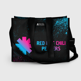 Сумка-шоппер 3D с принтом Red Hot Chili Peppers   neon gradient по горизонтали в Кировске, 100% полиэстер | застегивается на металлическую кнопку; внутренний карман застегивается на молнию. Стенки укреплены специальным мягким материалом, чтобы защитить содержимое от несильных ударов
 | 