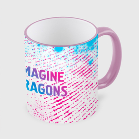 Кружка с полной запечаткой с принтом Imagine Dragons neon gradient style по горизонтали в Санкт-Петербурге, керамика | ёмкость 330 мл | 