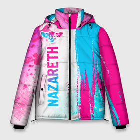 Мужская зимняя куртка 3D с принтом Nazareth neon gradient style по вертикали , верх — 100% полиэстер; подкладка — 100% полиэстер; утеплитель — 100% полиэстер | длина ниже бедра, свободный силуэт Оверсайз. Есть воротник-стойка, отстегивающийся капюшон и ветрозащитная планка. 

Боковые карманы с листочкой на кнопках и внутренний карман на молнии. | 