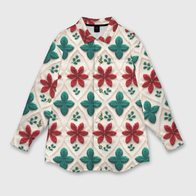 Мужская рубашка oversize 3D с принтом Текстура новогоднего вязаного свитера ,  |  | 