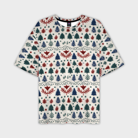 Мужская футболка oversize 3D с принтом Новогодние елочки   вязанная текстура свитера паттерн в Новосибирске,  |  | 