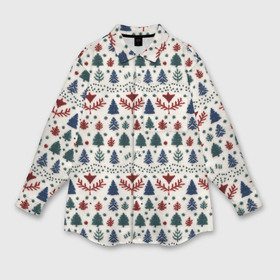 Мужская рубашка oversize 3D с принтом Новогодние елочки   вязанная текстура свитера паттерн в Екатеринбурге,  |  | Тематика изображения на принте: 