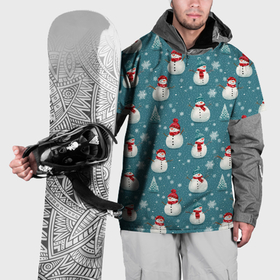 Накидка на куртку 3D с принтом Funny ugly snowman   новогодний паттерн в Тюмени, 100% полиэстер |  | 