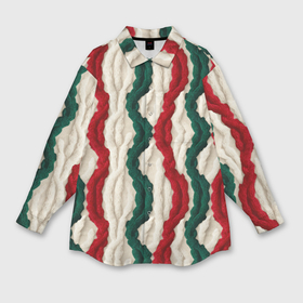 Мужская рубашка oversize 3D с принтом Реалистичная текстура новогоднего свитера ,  |  | 