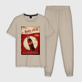 Мужская пижама хлопок с принтом Nuka cola price в Екатеринбурге, 100% хлопок | брюки и футболка прямого кроя, без карманов, на брюках мягкая резинка на поясе и по низу штанин
 | 
