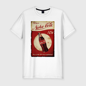 Мужская футболка хлопок Slim с принтом Nuka cola price в Курске, 92% хлопок, 8% лайкра | приталенный силуэт, круглый вырез ворота, длина до линии бедра, короткий рукав | 
