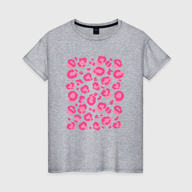 Женская футболка хлопок с принтом Розовый леопардовый узор в Тюмени, 100% хлопок | прямой крой, круглый вырез горловины, длина до линии бедер, слегка спущенное плечо | 