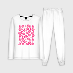 Женская пижама с лонгсливом хлопок с принтом Розовый леопардовый узор в Курске,  |  | Тематика изображения на принте: 