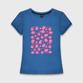 Женская футболка хлопок Slim с принтом Розовый леопардовый узор в Курске,  |  | Тематика изображения на принте: 
