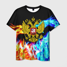 Мужская футболка 3D с принтом Россия битва огня в Курске, 100% полиэфир | прямой крой, круглый вырез горловины, длина до линии бедер | Тематика изображения на принте: 