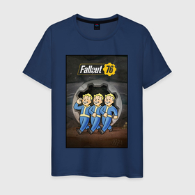 Мужская футболка хлопок с принтом Fallaut   vault boys в Белгороде, 100% хлопок | прямой крой, круглый вырез горловины, длина до линии бедер, слегка спущенное плечо. | 