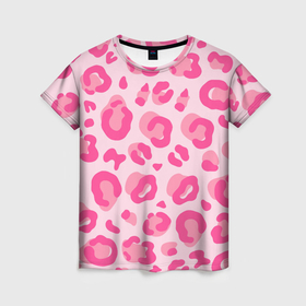Женская футболка 3D с принтом Очаровательный розовый леопардовый узор в Белгороде, 100% полиэфир ( синтетическое хлопкоподобное полотно) | прямой крой, круглый вырез горловины, длина до линии бедер | 